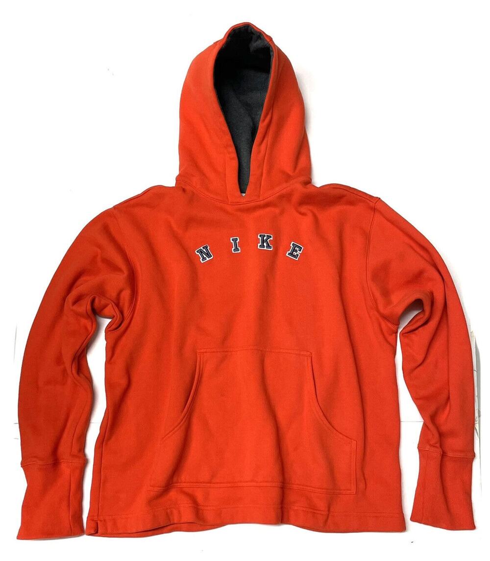 Vtg Y2K Nike Hoodie Embroidered Spellout Mens Size L Large 00’s Swoosh On Back